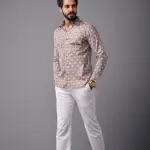 Men's Sanganeri Thunder Grey Hunting Styled Printed Shirt | Refined Outdoor Wear